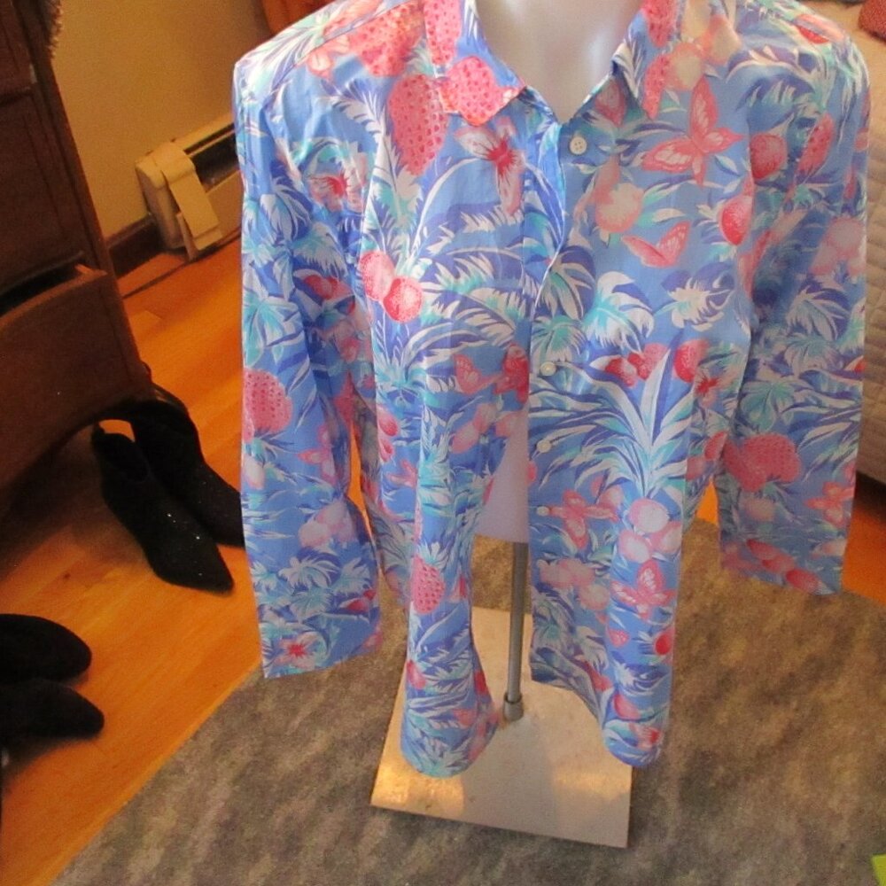 new with tags talbots  pxl printed blouse shirt